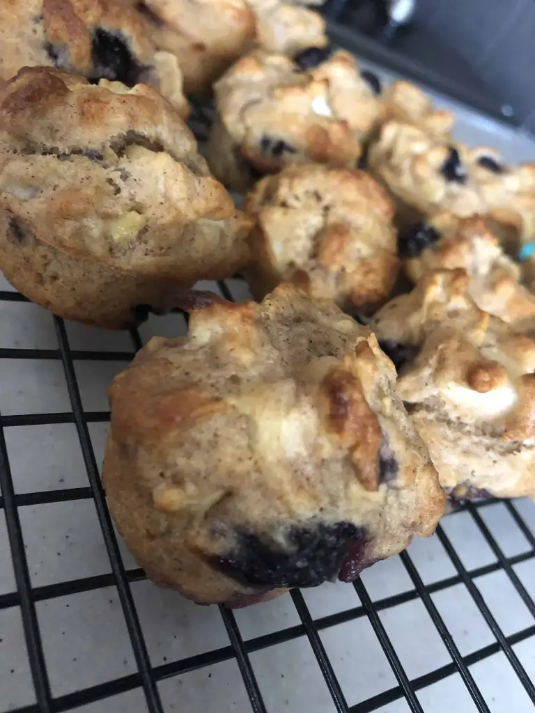 Pear, blueberry and ginger muffins