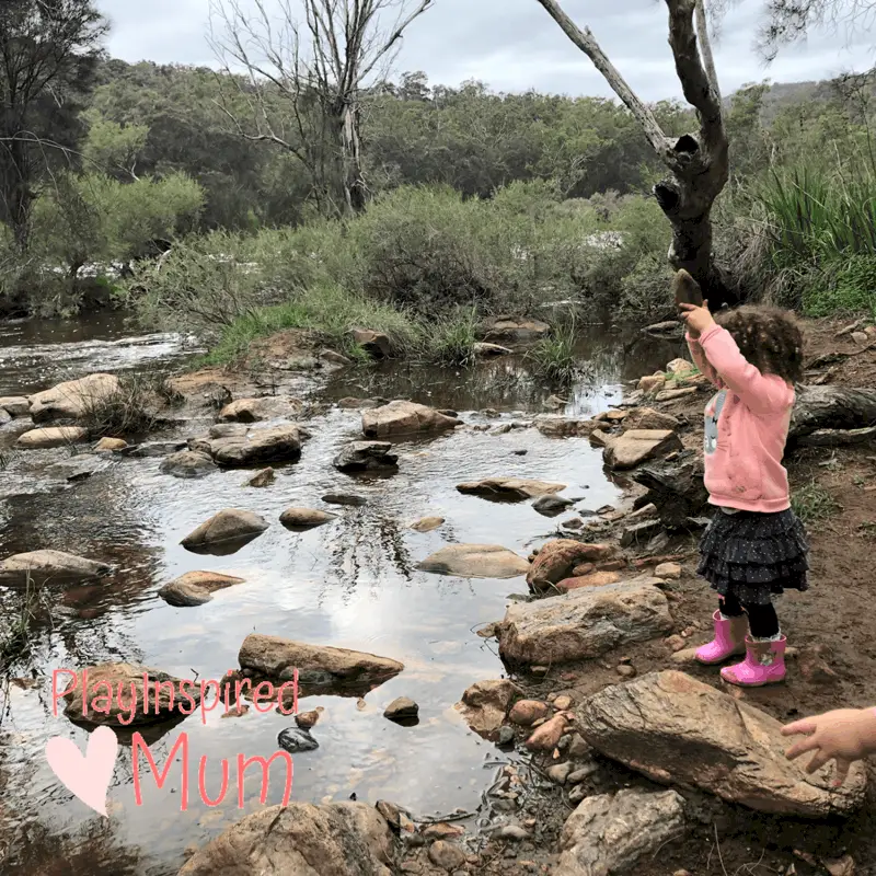 Pebble throwing at Bells Rapids