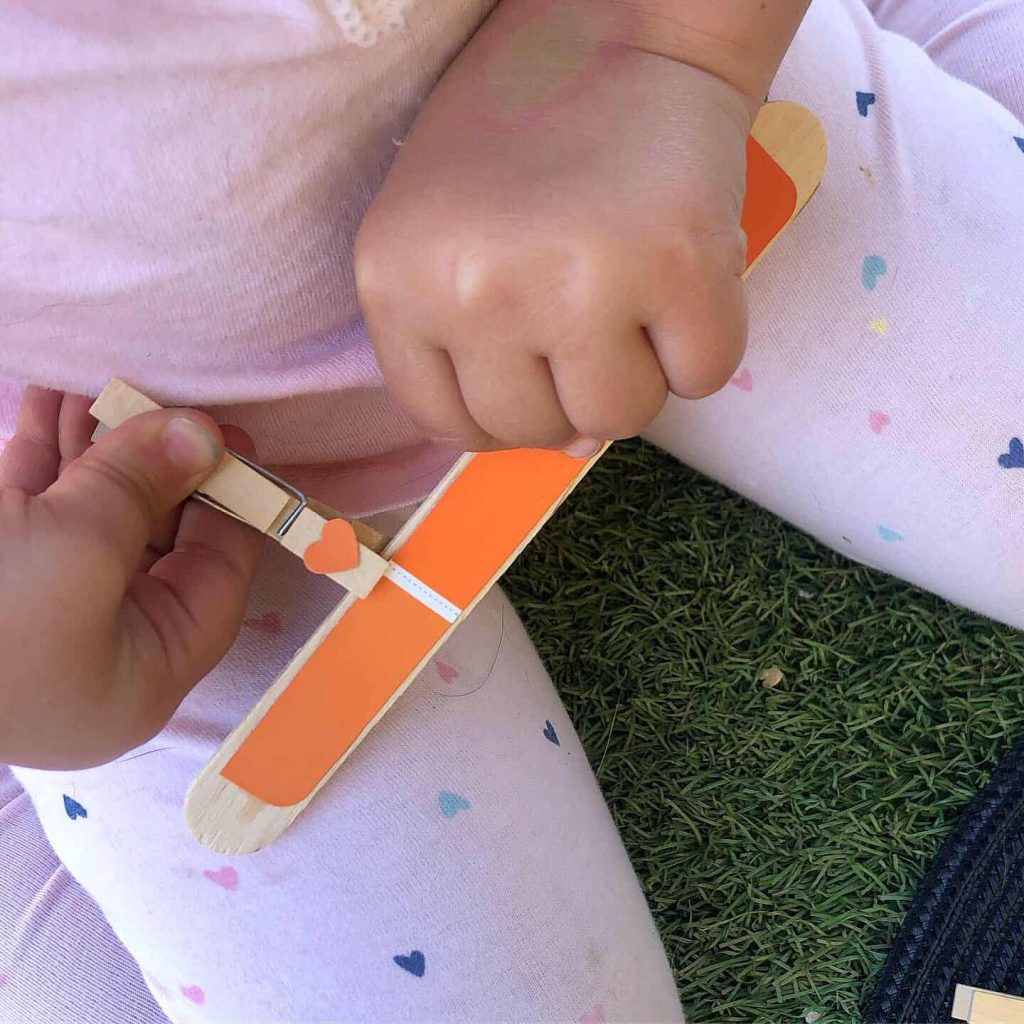Colour matching craft stick activity for toddlers