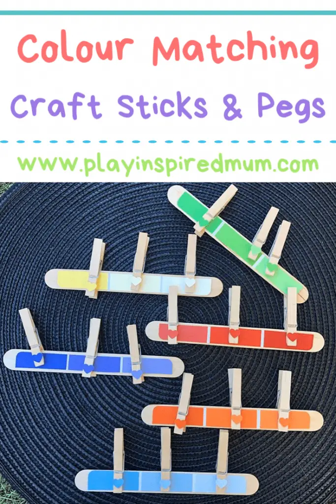 Colour matching craft stick and peg pin