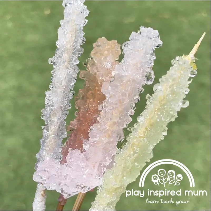 Rock candy sugar crystals