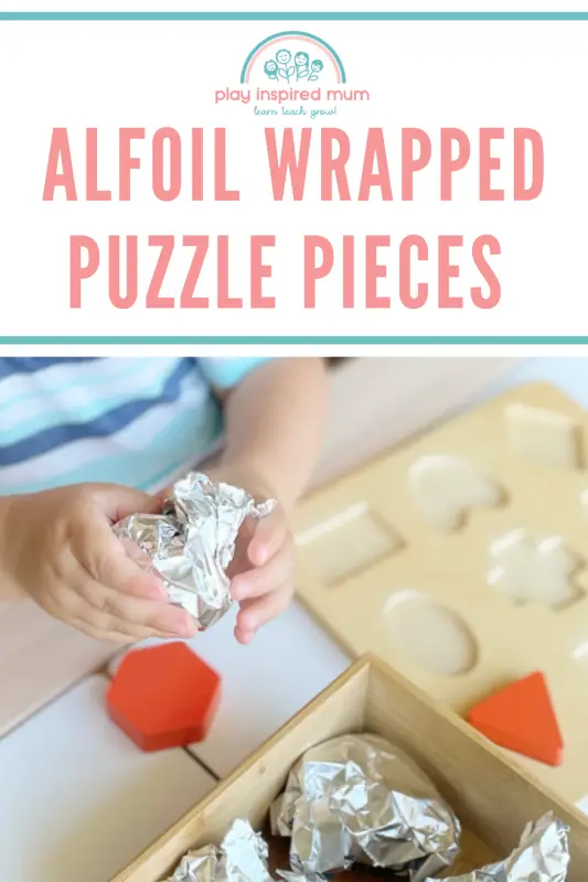 Alfoil wrapped puzzle pieces pin