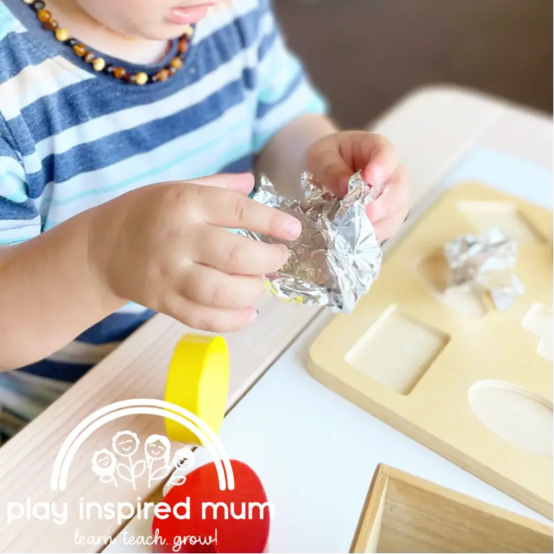 fine motor Alfoil wrapped puzzle