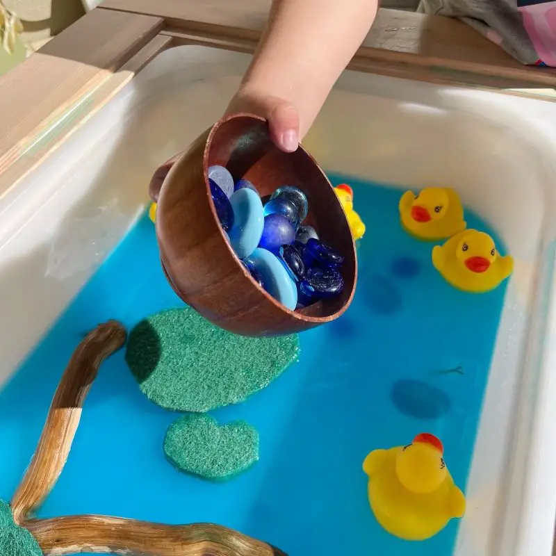 Duck pond water play loose parts