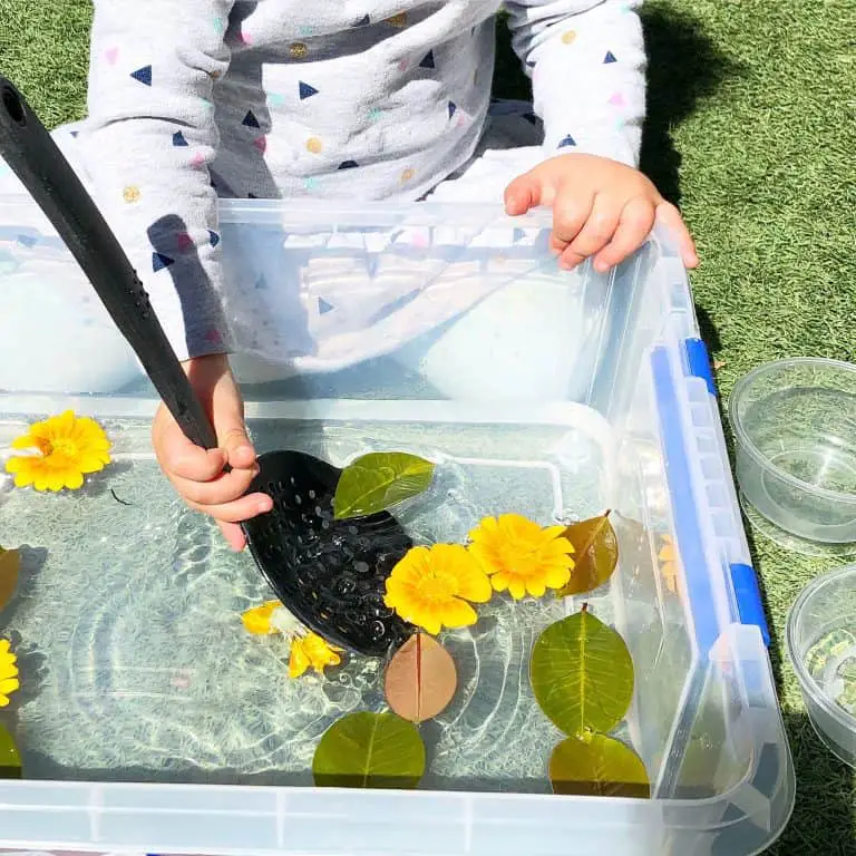 Water Play with Spring Flowers