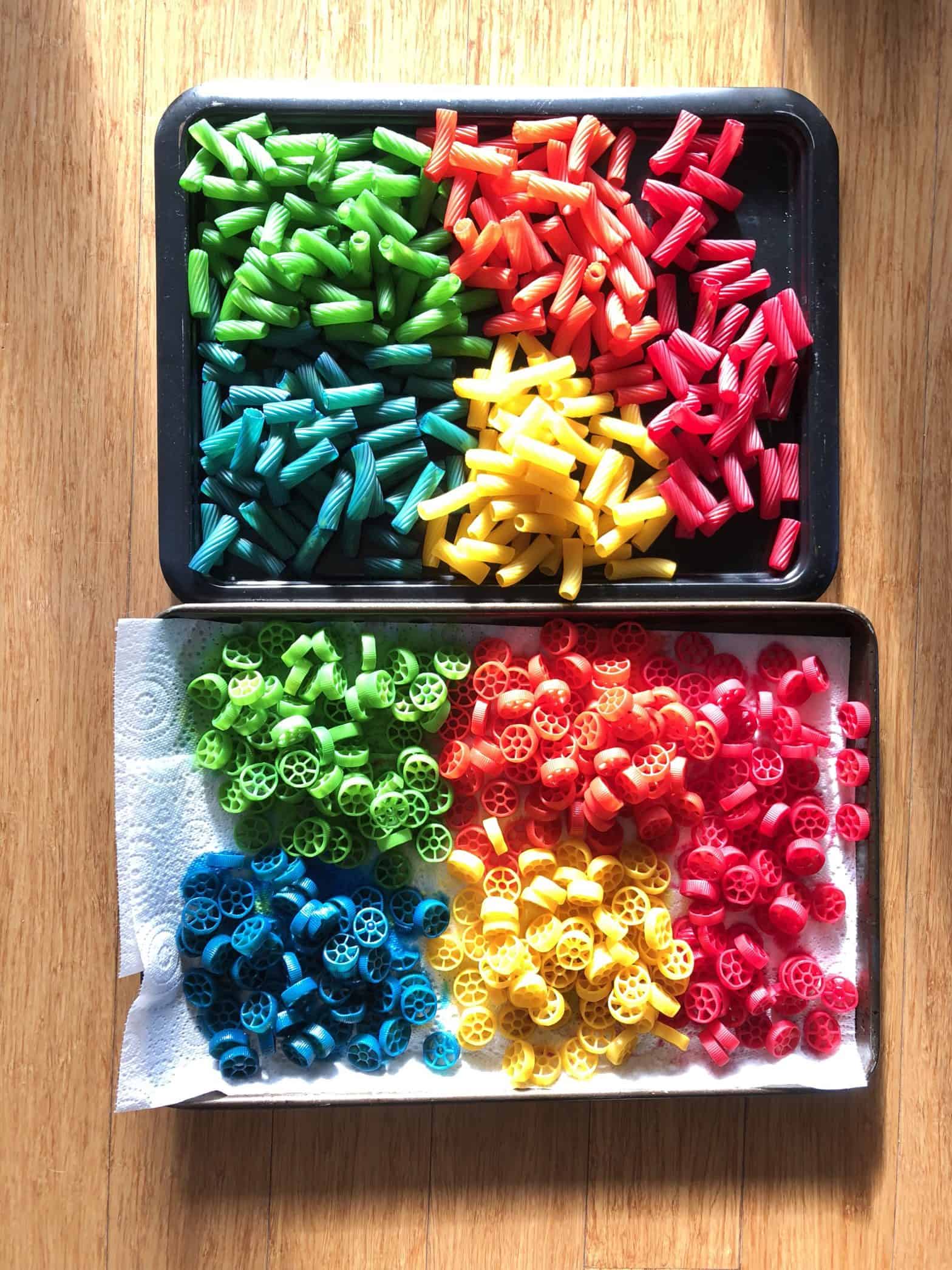 How to Colour Pasta for Sensory Play