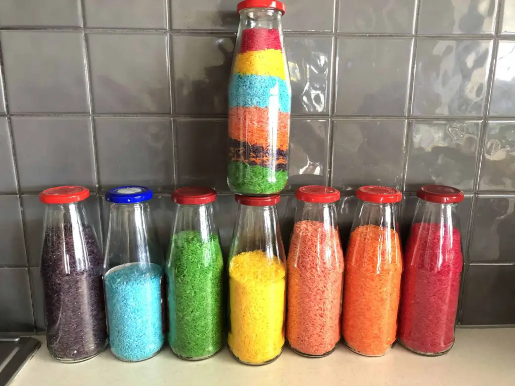 How to Colour Rice for Sensory Play