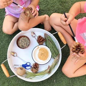 Homemade bird feeder toddler activity