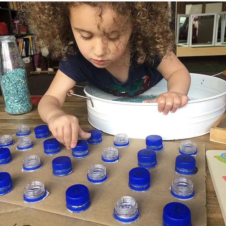 DIY Bottle Top Alphabet Board - Play Inspired Mum