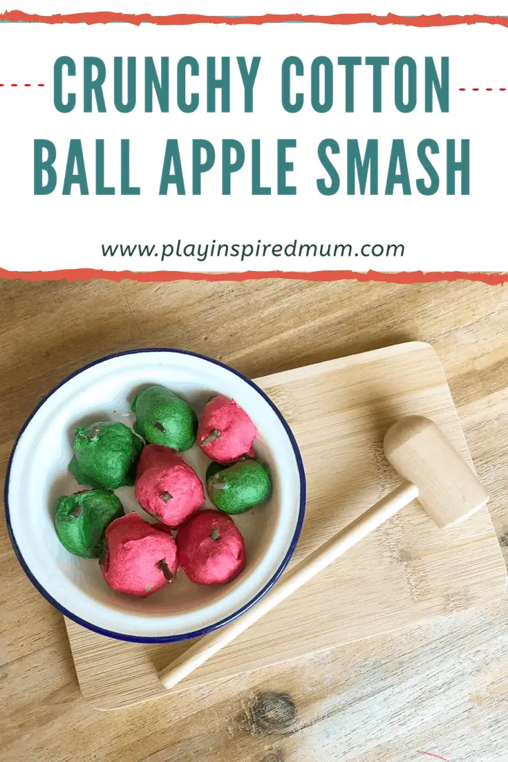 DIY Crunchy Cotton Ball Apples Smash - Play Inspired Mum