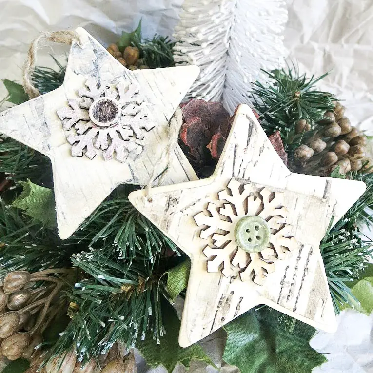 Rustic birch Christmas ornaments 