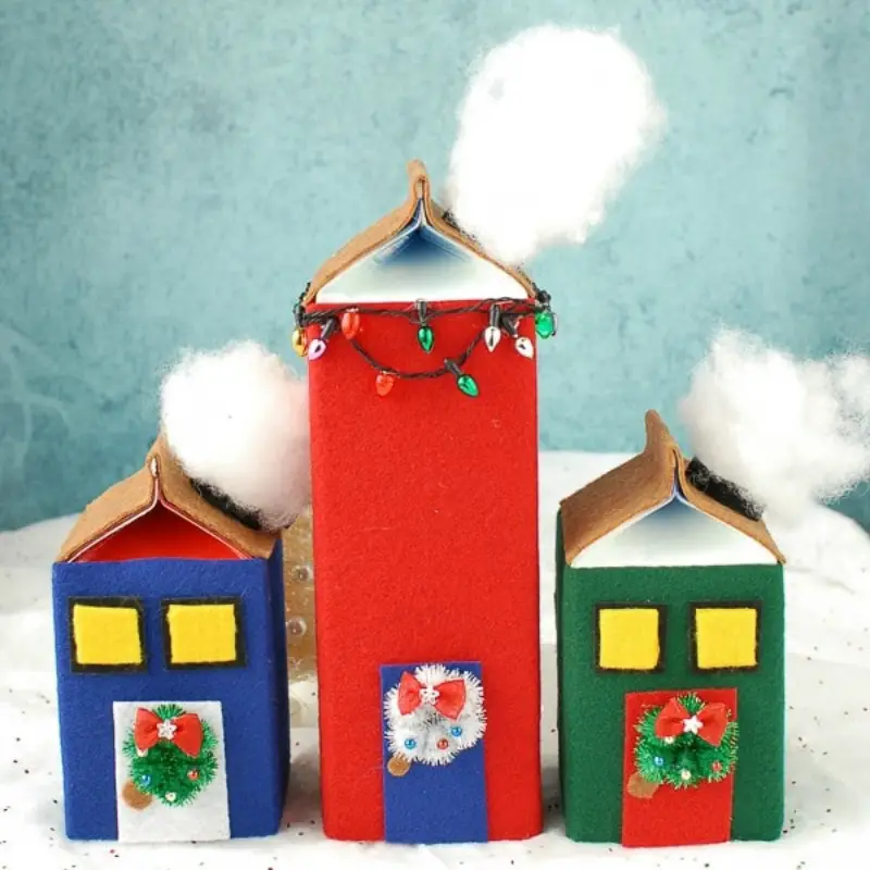 DIY Milk carton holiday houses