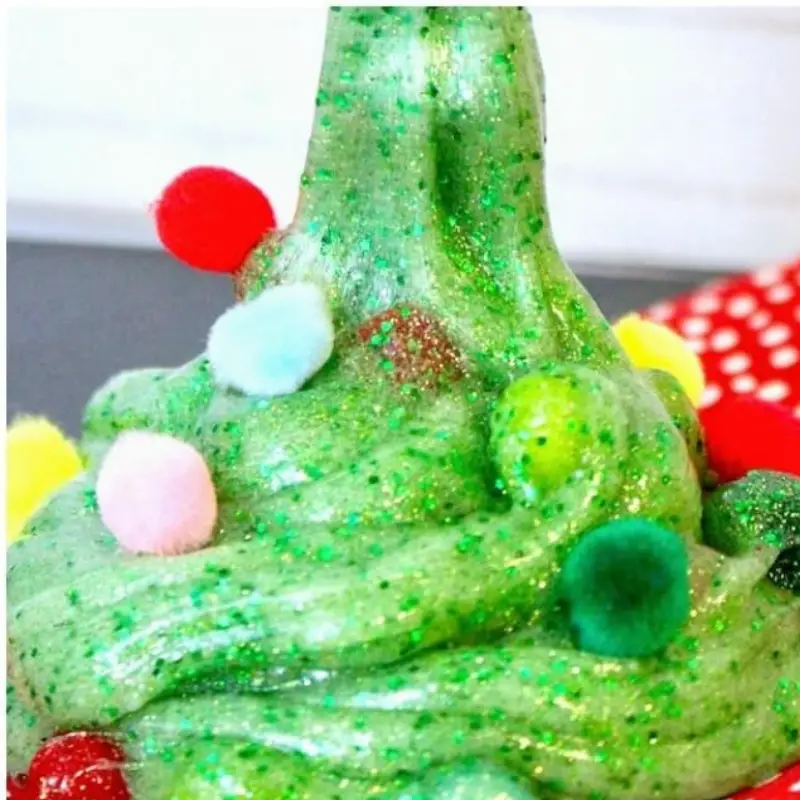 pom pom Christmas tree slime