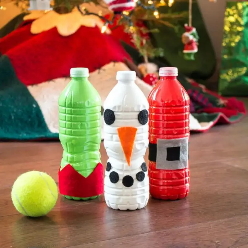 Christmas water bottle bowling 