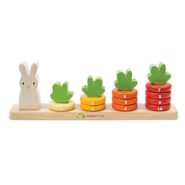 Tender leaf counting carrots wooden stacker