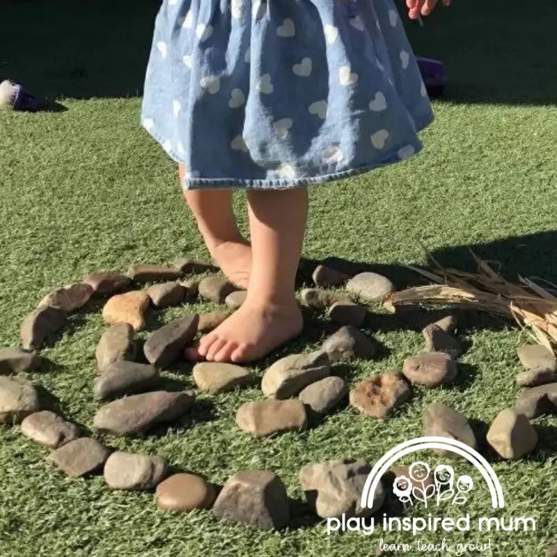 Sensory trail with river stones