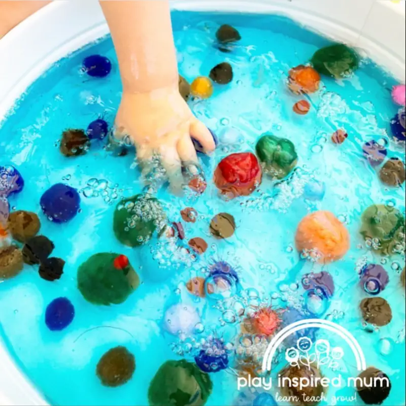 pom pom soup sensory play for toddlers