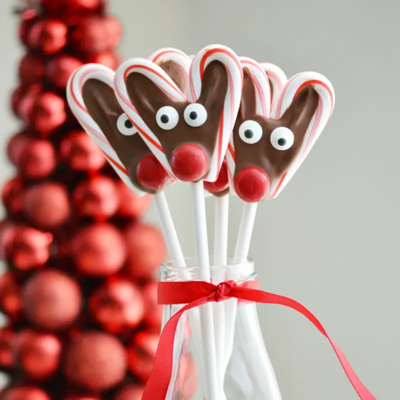 Candy Cane Reindeer pops