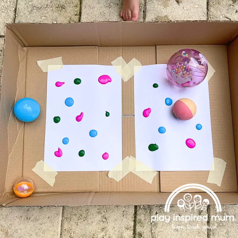 Painting with balls with toddlers