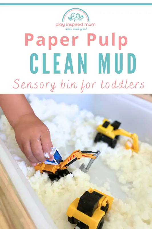 paper pulp clean mud sensory bin toddler pin
