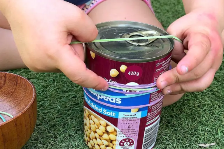Engaging Toddlers: the Rubber Bands on Cans Fine Motor Fun