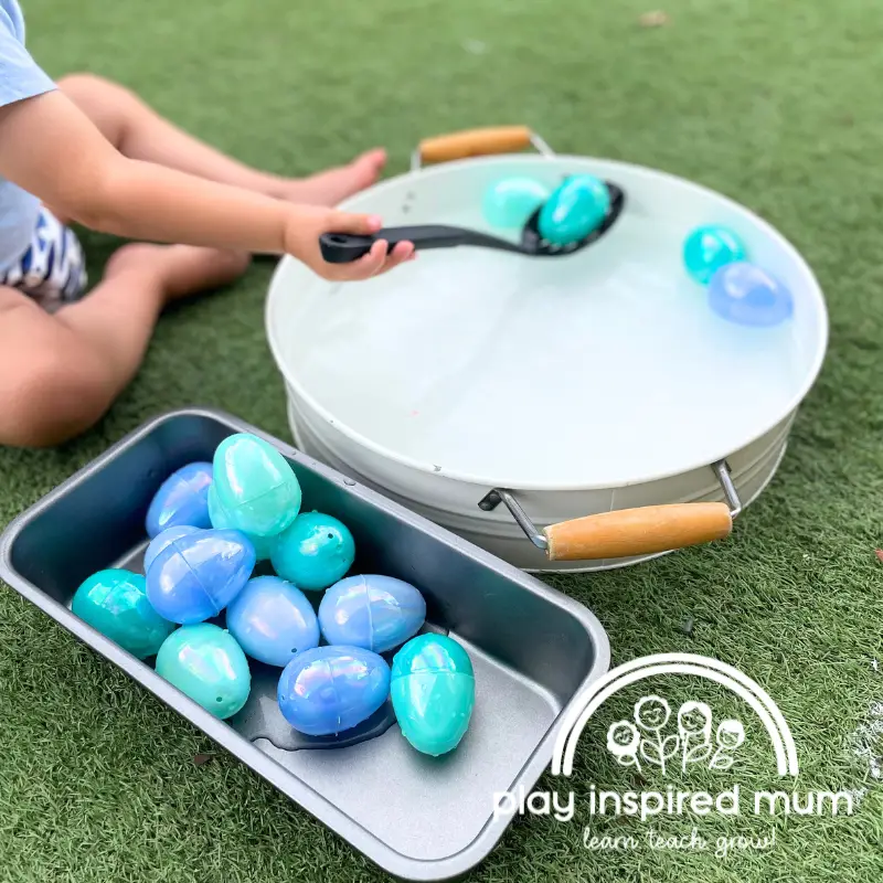 Plastic easter egg water play