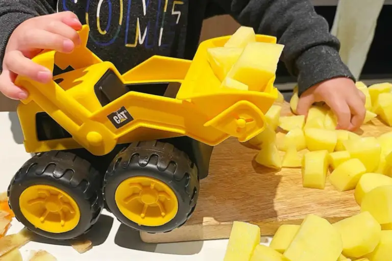 Tops & Peels Playtime: Eco-friendly Sensory Fun with Construction Trucks