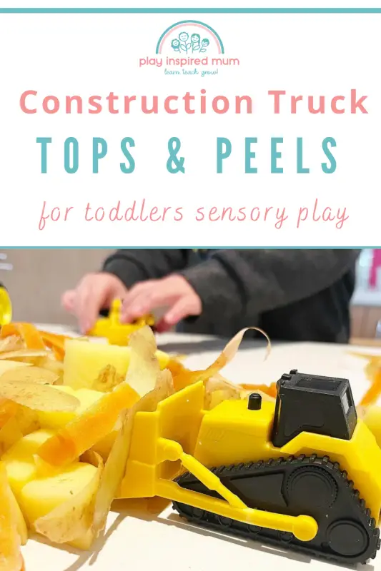 construction truck top and peels sensory play pin