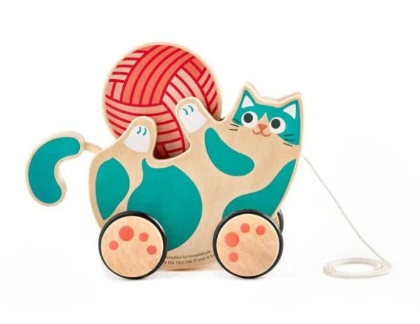 Hape Wooden Roll & Rattle Kitten Pull-A-Long